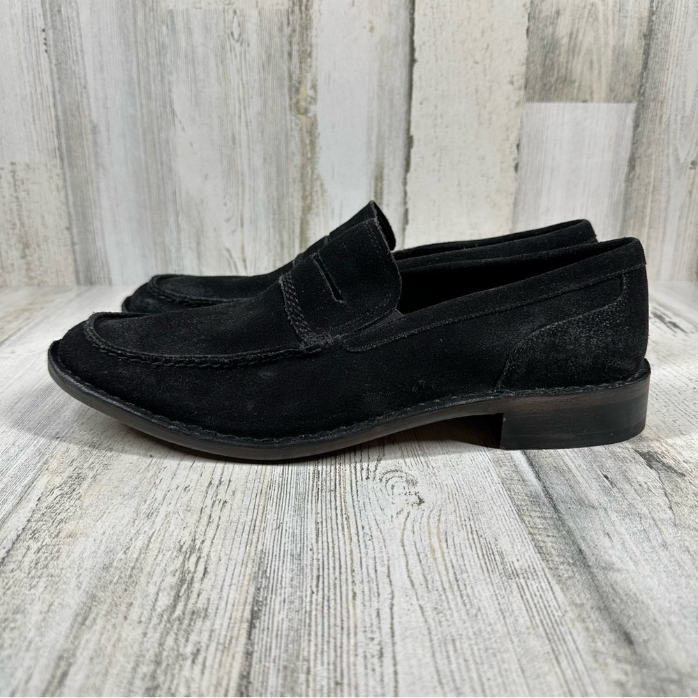 Kenneth Cole New York Black Leather Slip‎ On Flat Loafers #1382